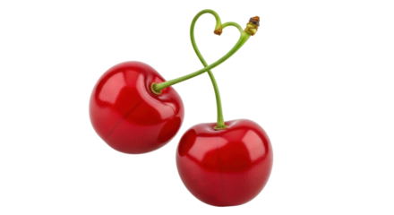 Isolated Two Cherries Connected by Stem