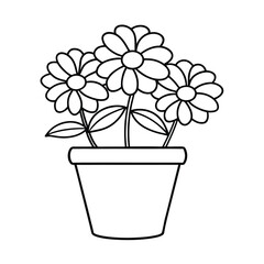 flower pot coloring page on white background