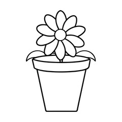 flower pot coloring page on white background