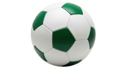 Isolated White and Green Soccer Ball