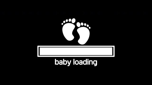 animation showing baby gender reveal loading progress with a cute baby footprint illustration, perfect for pregnancy content, birth announcements, or maternity visuals - Powered by Adobe