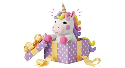 Isolated Unicorn Toy Gift Box