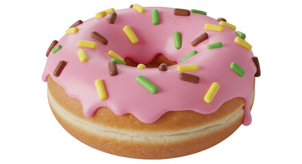 Isolated Pink Donut with Sprinkles