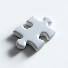 Obraz premium A single, white abstract puzzle piece, with a missing part, isolated on a pure white background. Incomplete, challenge.