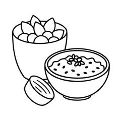 healthy breakfast coloring page with oatmeal juice