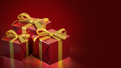 The Red Gift box  for celebration or Holiday concept 3d Rendering.