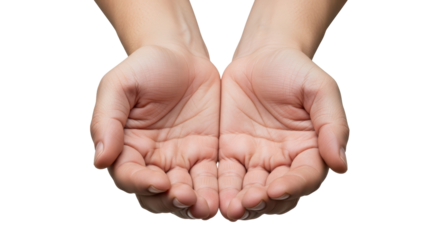 Isolated Open Hands in Holding Position