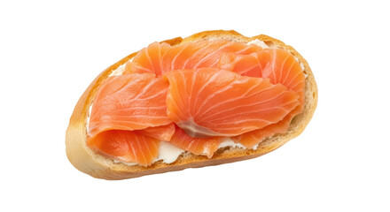 Isolated Salmon Cream Cheese Baguette Slice