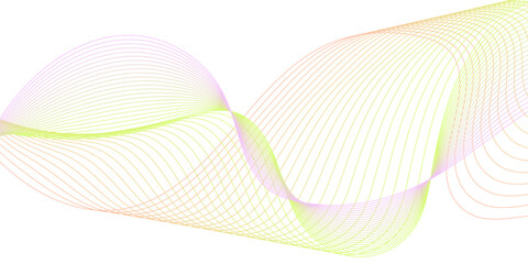 Abstract background with waves for banner. Medium banner size. Vector background with lines. Element for design isolated on white. Pink, purple, orange.