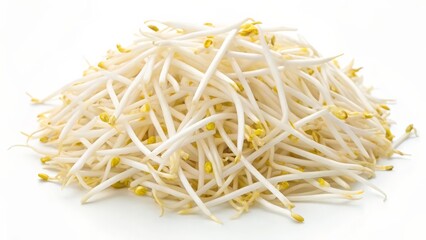 Fresh Bean Sprouts Pile Isolated on White Background