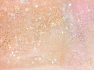 Fototapeta premium Close Up of Delicate Sparkling Snowflakes on a Pastel Background