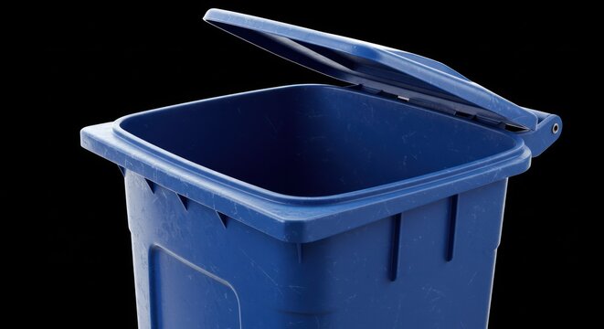 Blue plastic waste container symbolizing recycling effort and disposal concept - Powered by Adobe