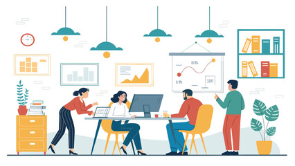 Business team collaborating on a project, perfect for website banners or presentations.