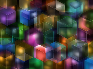 Obraz premium Colorful Glass Cubes Abstract Geometric Background