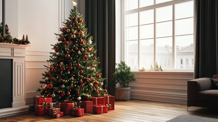 tinsel christmas tree decorated