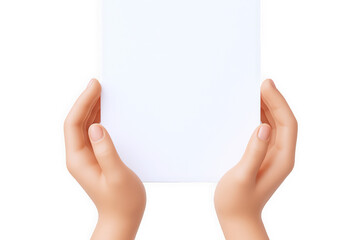 Two hands holding a blank white sheet of paper, symbolizing the potential for creativity or communication.