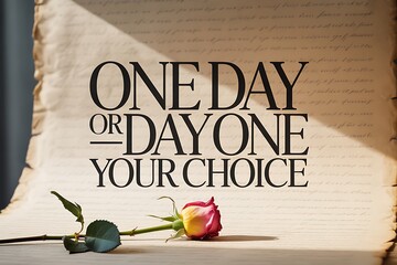 Make your choice today, seize your destiny with this motivational quote and elegant rose on aged parchment