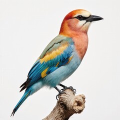 Fototapeta premium Lilac-Breasted Roller Perched: A striking Lilac-breasted roller showcases its vibrant plumage, perched gracefully on a branch, a testament to nature's artistry.
