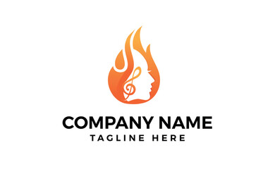 hot flame girl hair logo design vector illustration for your brand or business