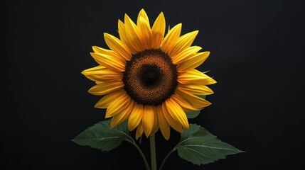 Close-up sunflower on black background