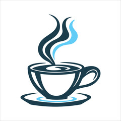 Minimalist Coffee Cup Steaming Hot Drink Icon Coffee Steaming cup with minimalist waves