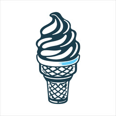 Stylized Ice Cream Cone Vector Illustration Ice Cream Swirled soft serve cone