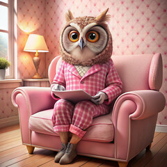 owl behind the computer