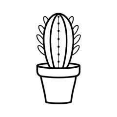 simple black and white cactus in a pot