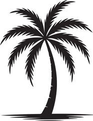 Obraz premium Tall Palm Tree Outline with Curved Trunk, Hand-Drawn Vector Doodle Icon