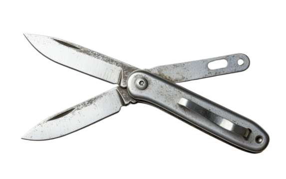 Multi Tasking metal Penknife on white background,png