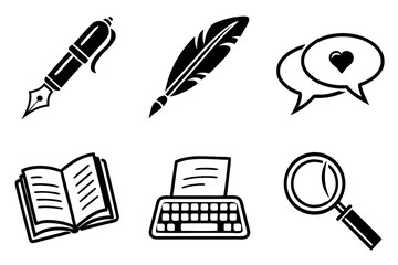 Collection of Writing and Communication Icons.