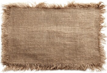 Rustic, tan burlap rectangle with frayed edges