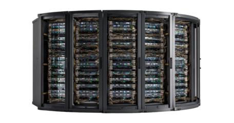Curved server rack array, numerous server units