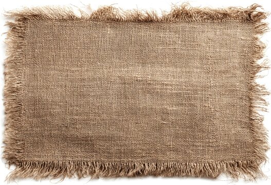 Rustic, tan burlap rectangle with frayed edges - Powered by Adobe