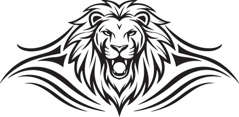 Obraz premium Roaring Lion Tribal Silhouette 