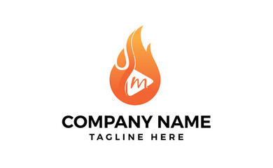 Fire music negative space logo design