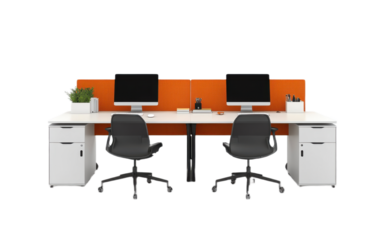 Office workstation desk on white background,png