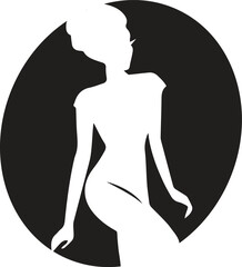 Minimalist abstract illustration featuring a stylized female figure, highlighting body shape and curves against soft pastel colors