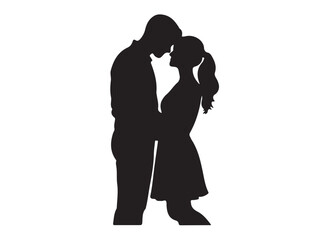 romantic couples logo silhouette vector illustration, wedding couple silhouette vector logo, beautiful romantic couples pose logo vector silhouette on white background,  
