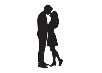 romantic couples logo silhouette vector illustration, wedding couple silhouette vector logo, beautiful romantic couples pose logo vector silhouette on white background,  