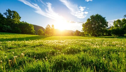 Obraz premium Lush meadow at sunset (1)