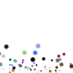 Abstract blurred colorful dots of various colors on a white background, creating a vibrant visual effect