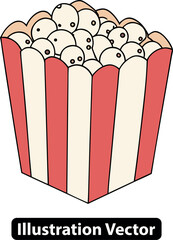 Vector art of a retro popcorn container, the perfect cinema snack for a movie night treat