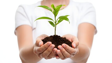 Person Holding Young Plant in Soil Hope and Growth
