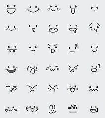 set of funny cartoon face vector