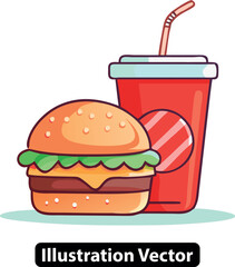 Classic fast food combo meal with a delicious cheeseburger and a refreshing soda drink