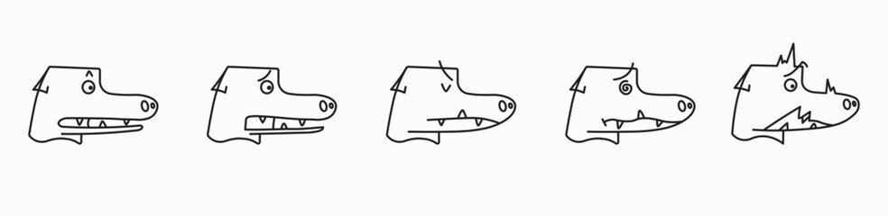 Lineart alligator face reaction