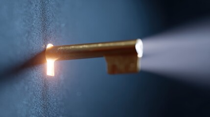 Conceptual image: A key unlocking a future powered by intelligent automation, progress and efficiency. Opportunity, innovation. Luminous, symbolic.