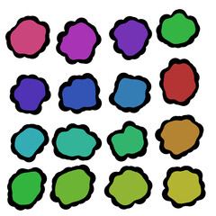 Abstract colorful blobs with black outlines, perfect for a design. This image features a set of colorful, amorphous shapes with a simple design