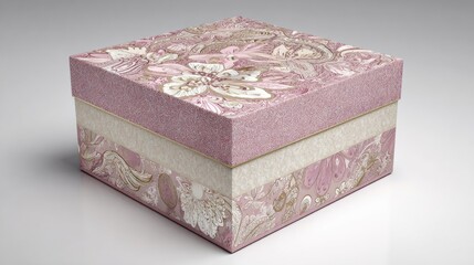 Square gift box with a floral paisley design.